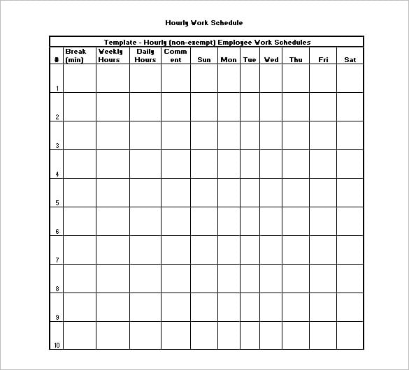printable daily hourly schedule template 7