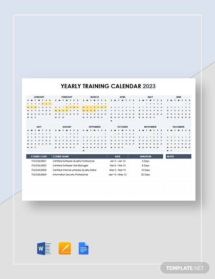 yearly training calendar template 15