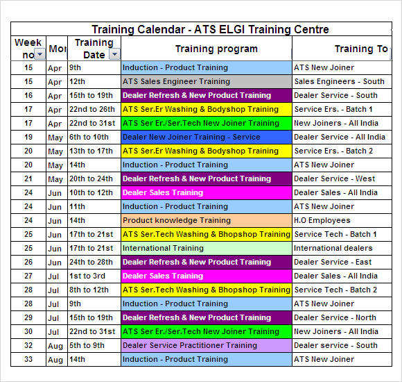 yearly training calendar template 23