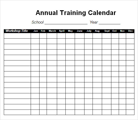 yearly training calendar template 3