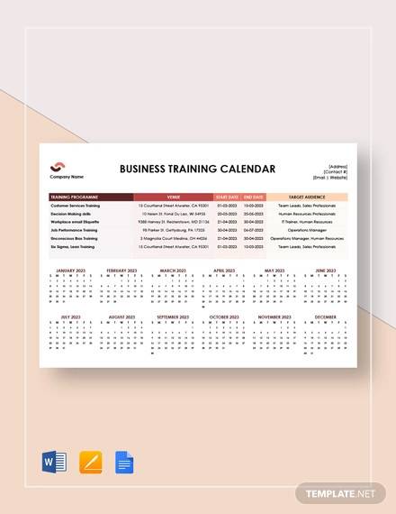 yearly training calendar template 31