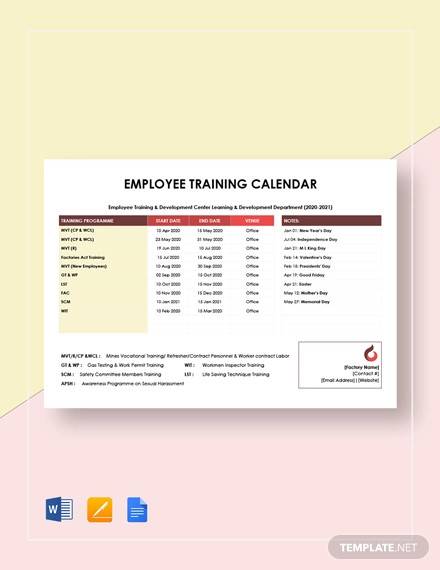 yearly training calendar template 33