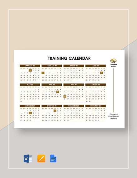 yearly training calendar template 39