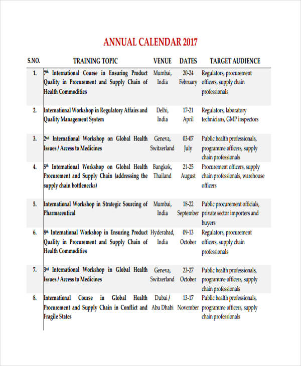 yearly training calendar template 46