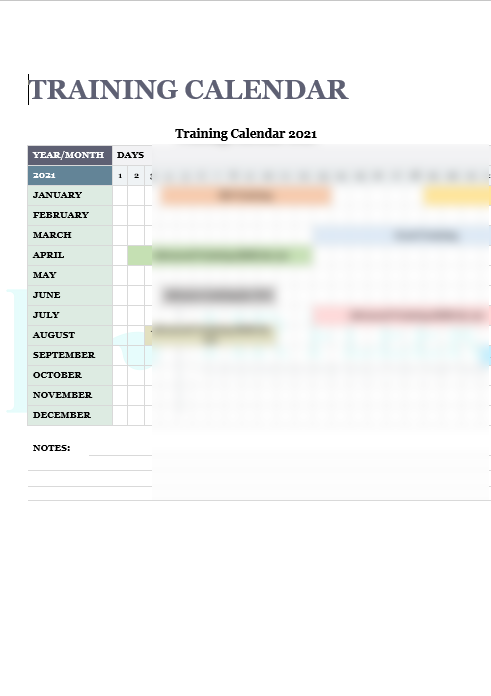 yearly training calendar template 54