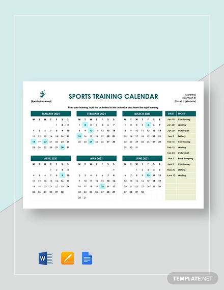 yearly training calendar template 64