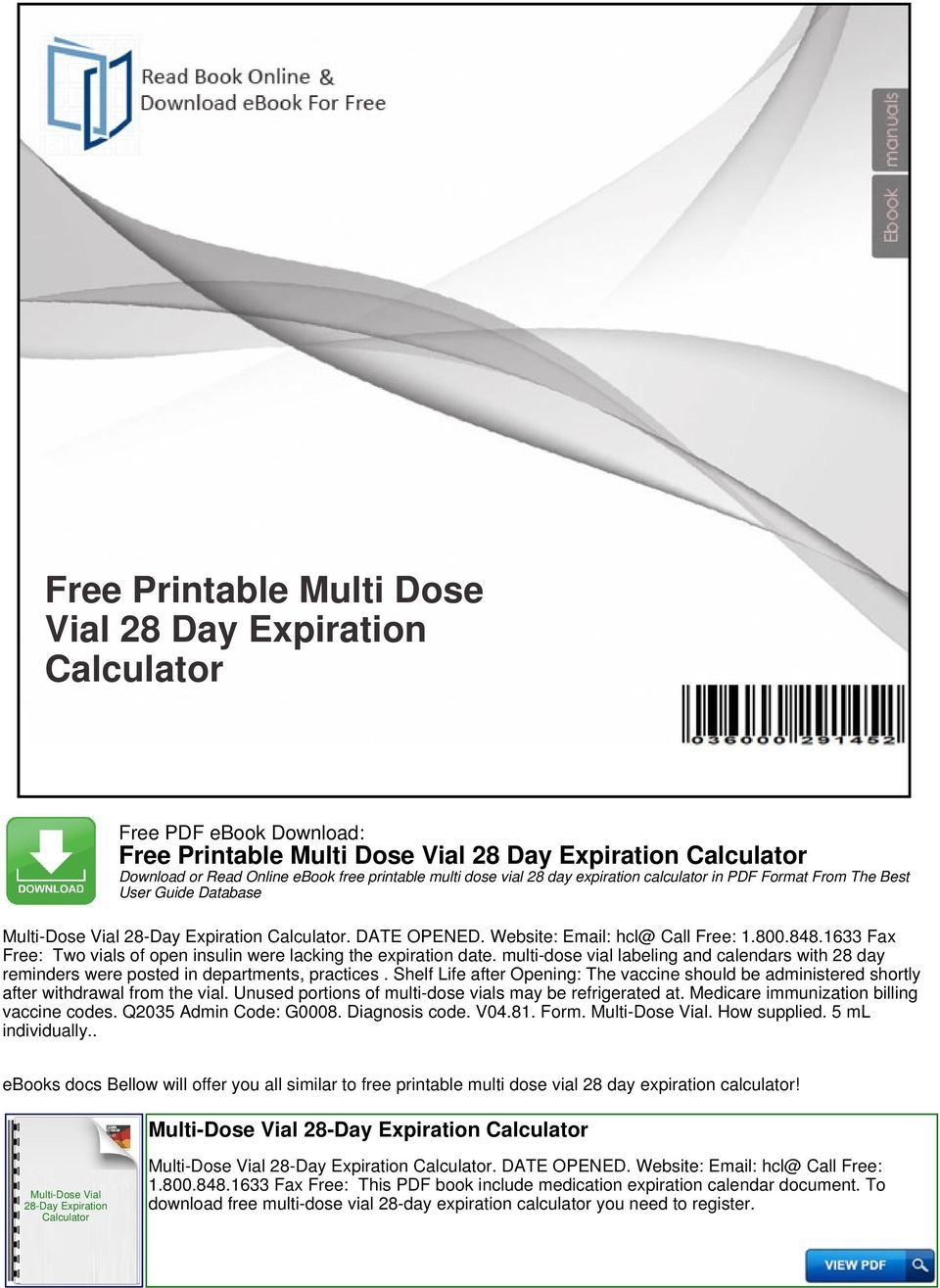 28 day multi dose vial expiration date 14