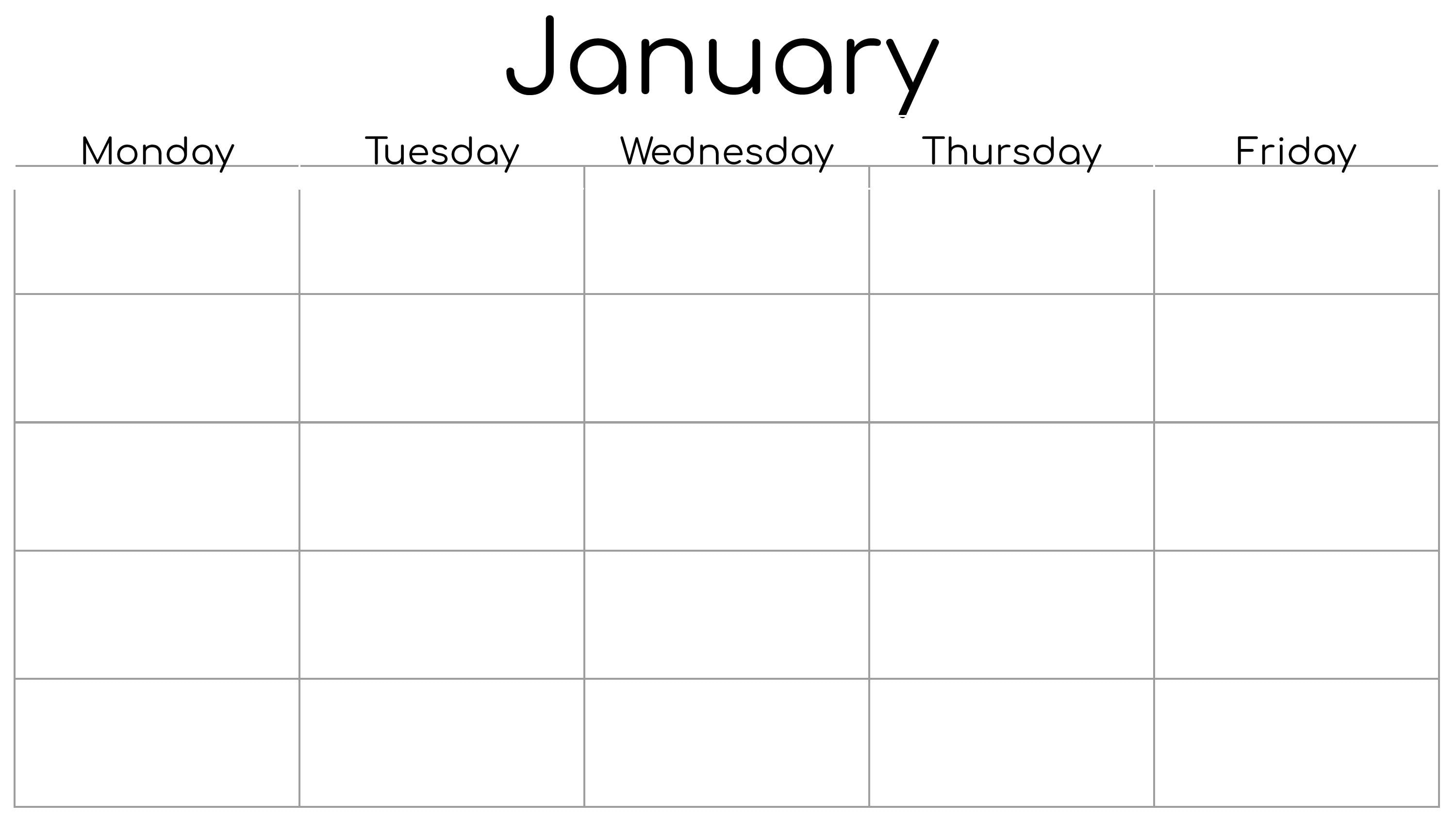 5 day calendar free template 2