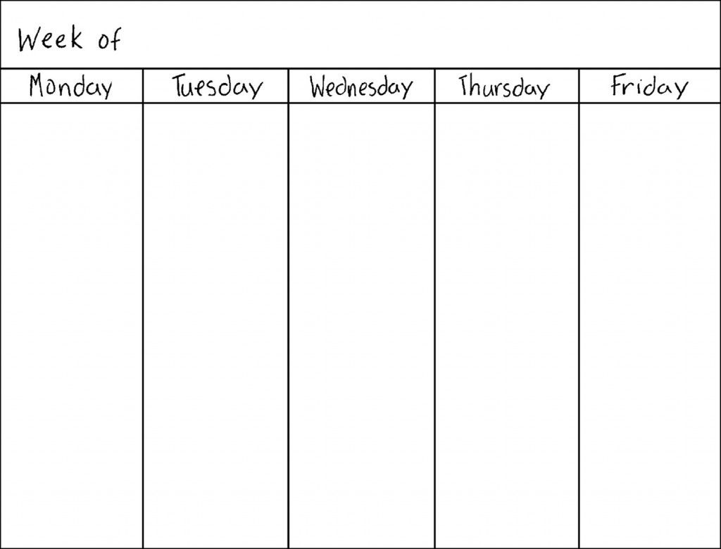 5 day calendar free template 24