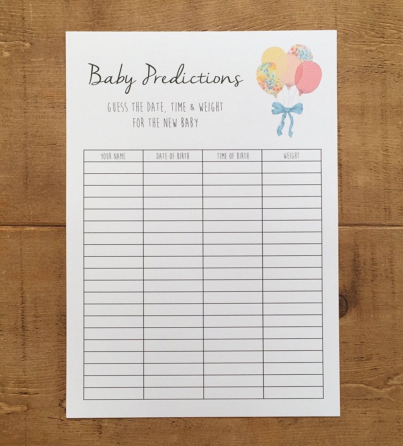 babies due date guess large print out 15