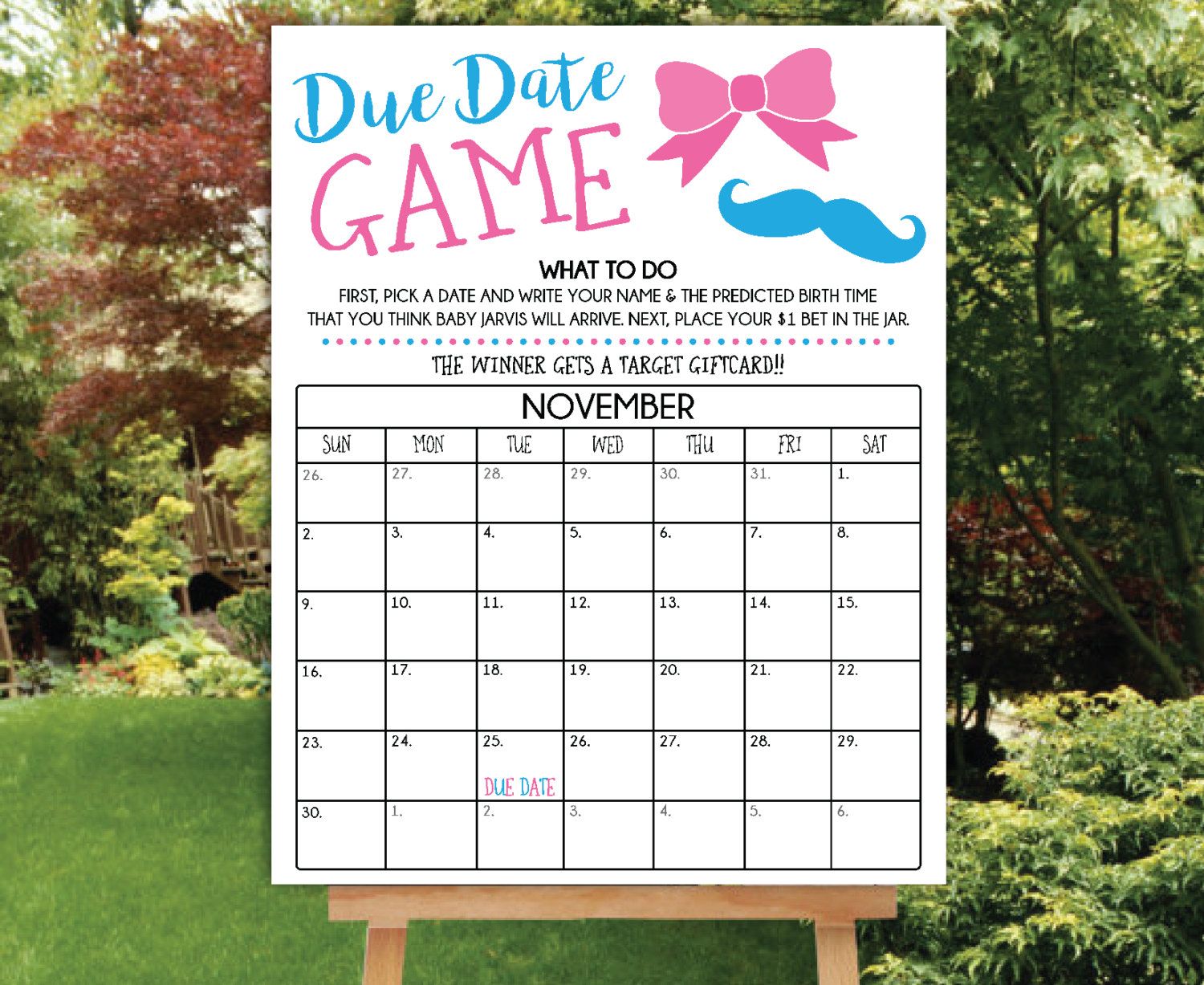 babies due date guess large print out 23