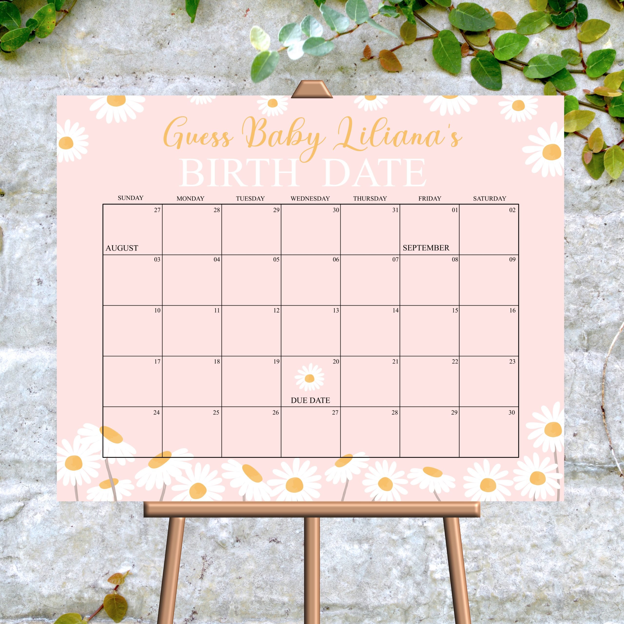 babies due date guess large print out 24