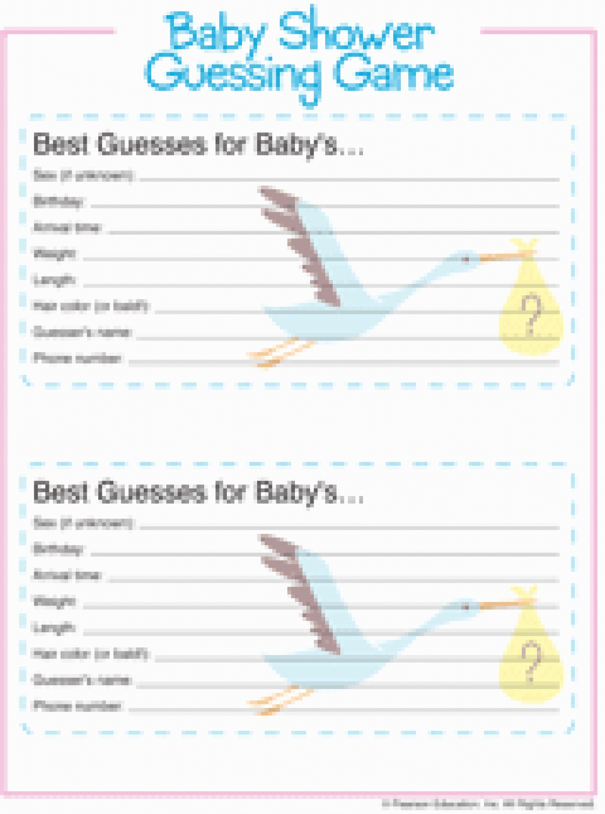 babies due date guess large print out 29