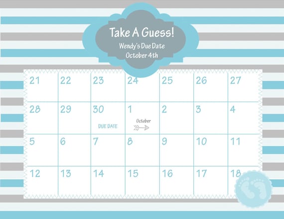 babies due date guess large print out 32