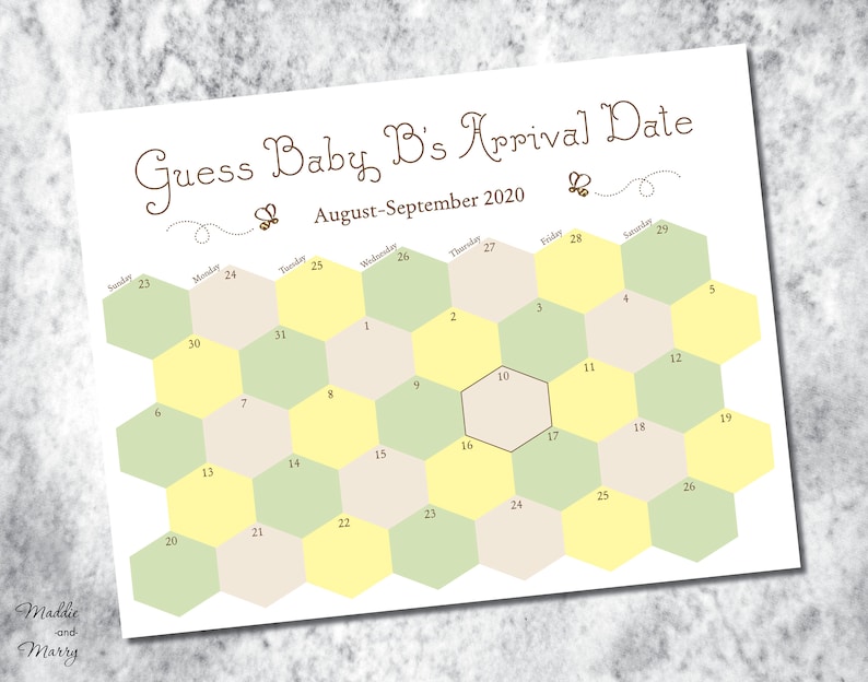 babies due date guess large print out 39