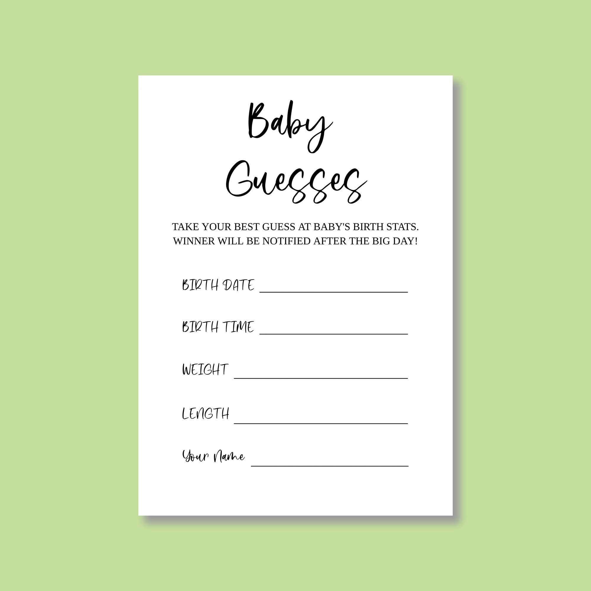 babies due date guess large print out 48