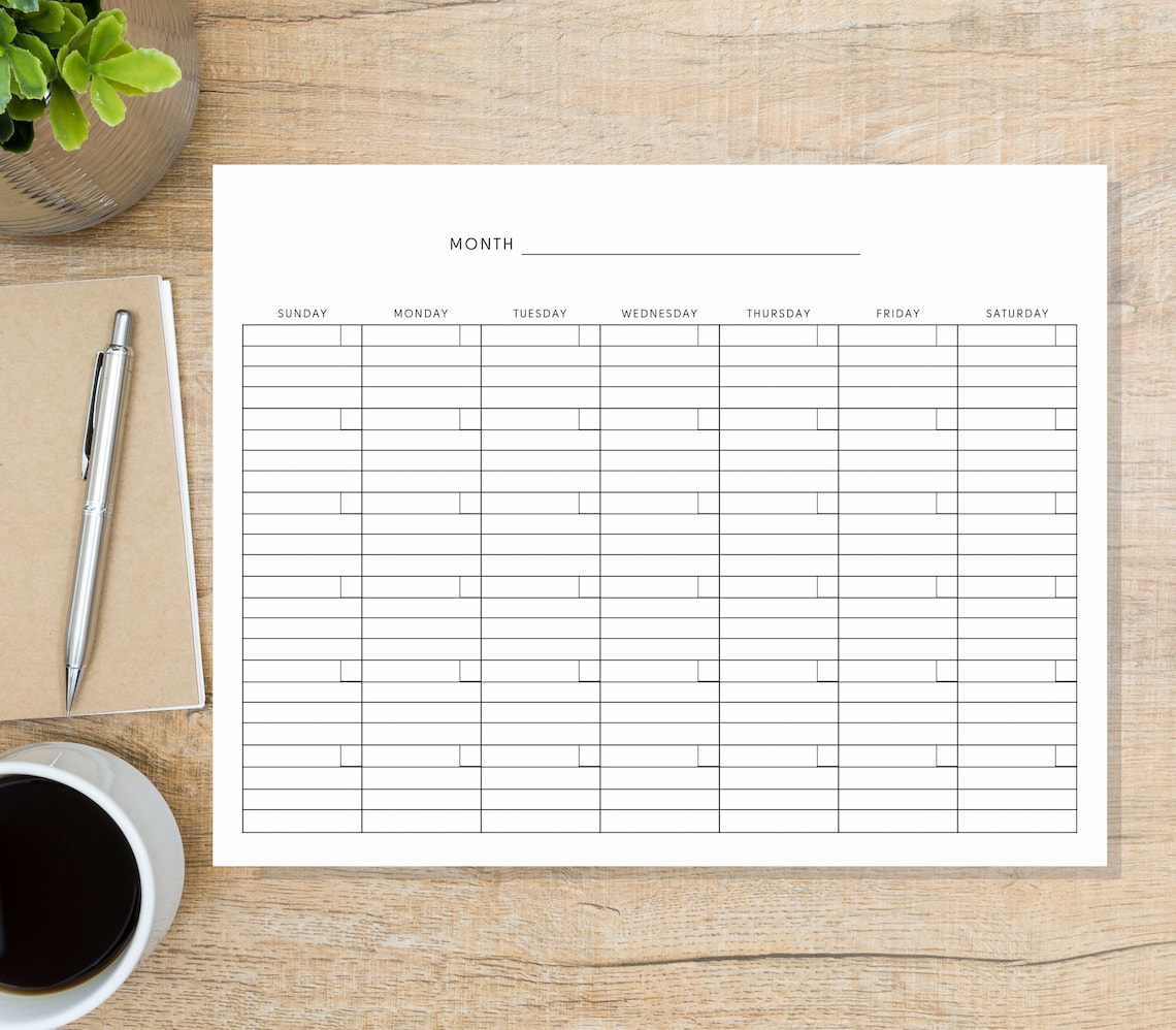 blank lined monthly calendar template 11