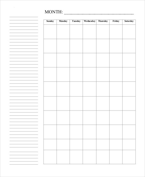 blank lined monthly calendar template 29