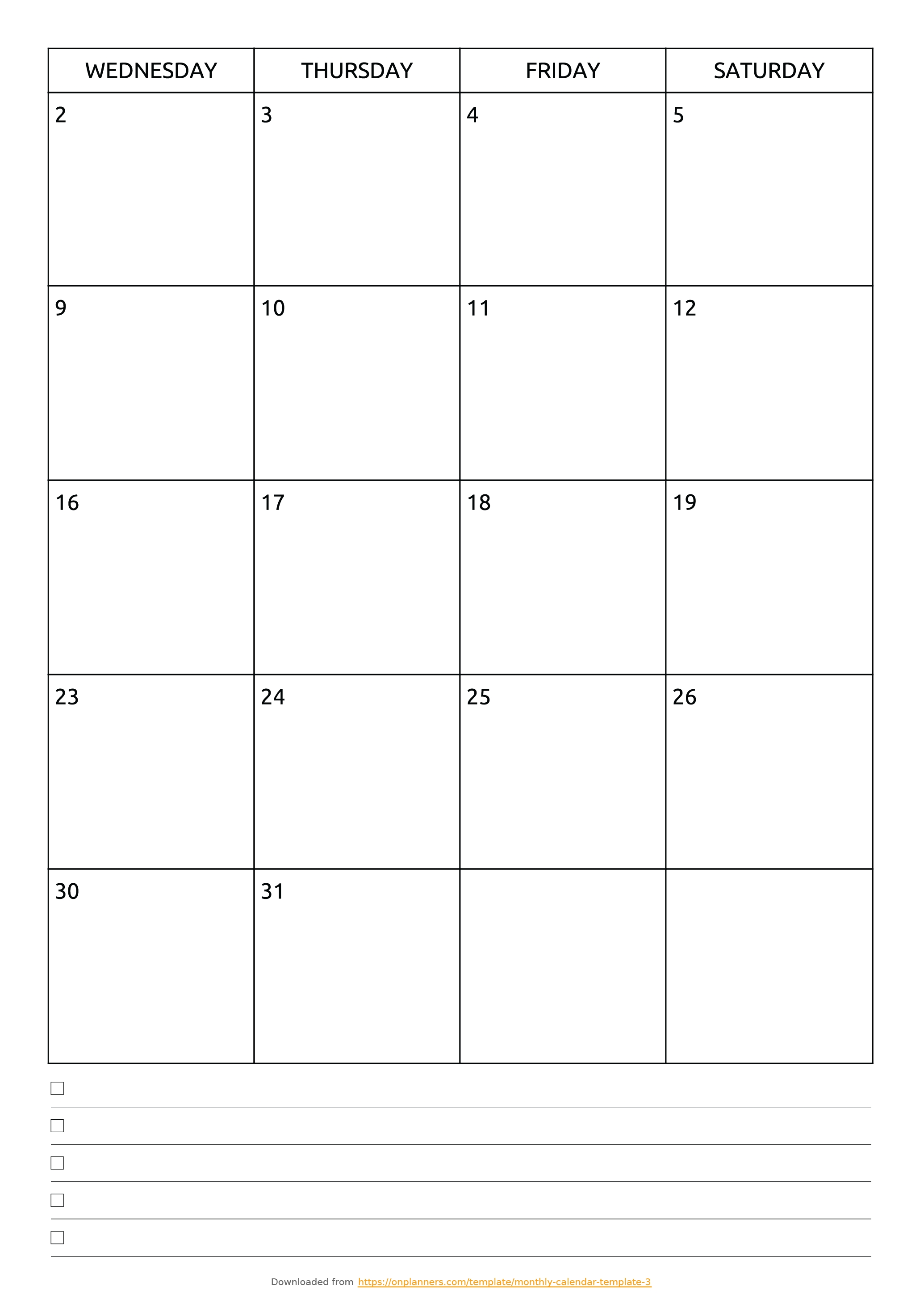 blank lined monthly calendar template 4