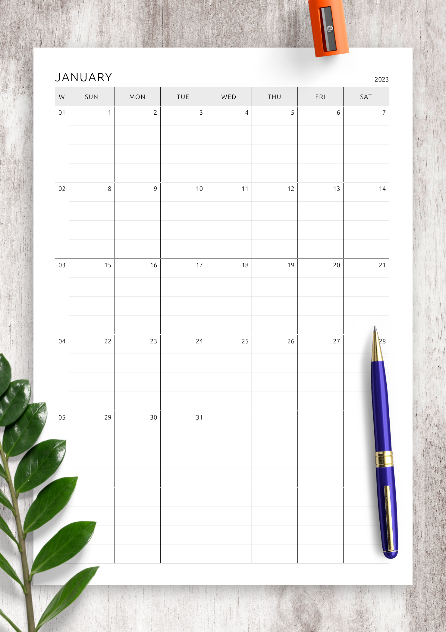 blank lined monthly calendar template 7