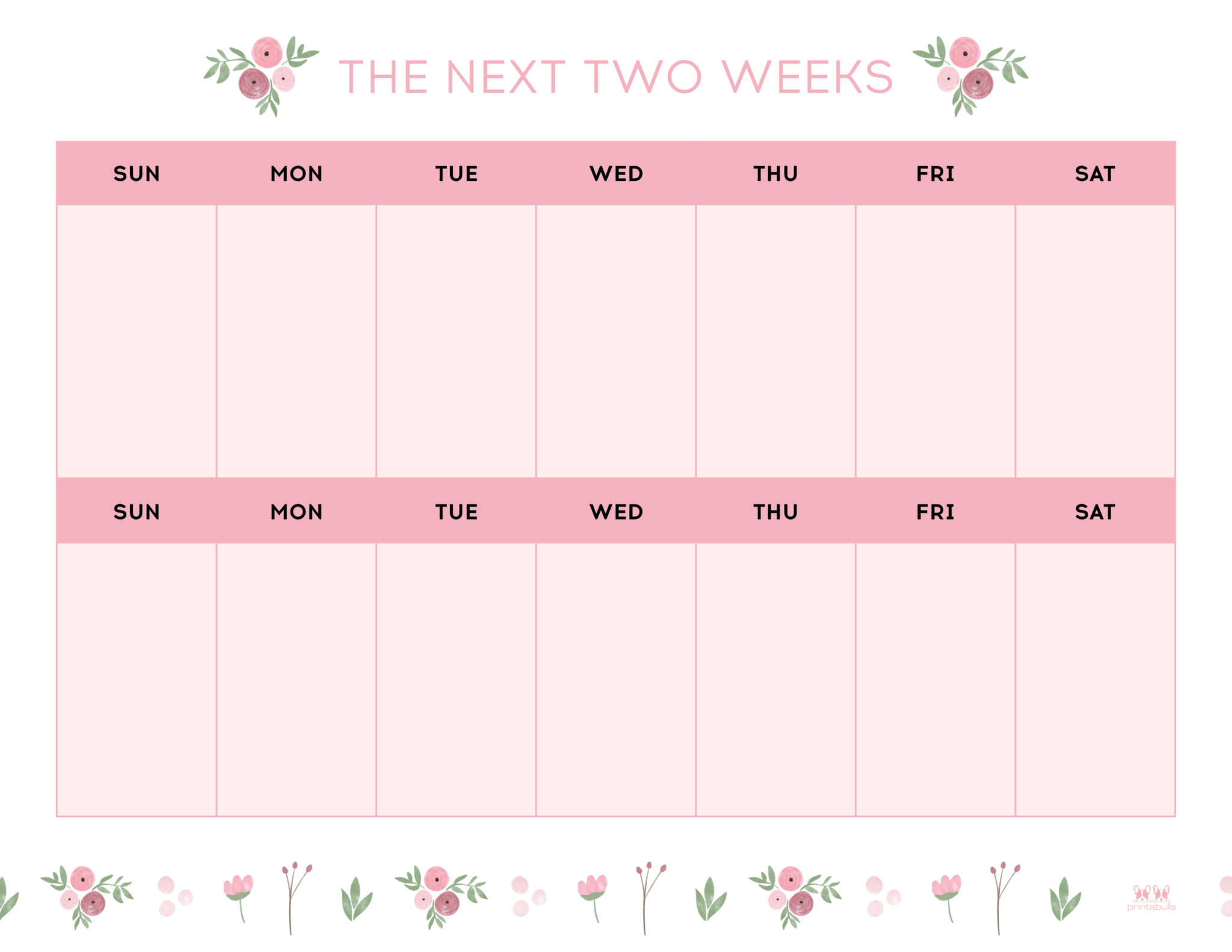 blank printable two week calendar 5