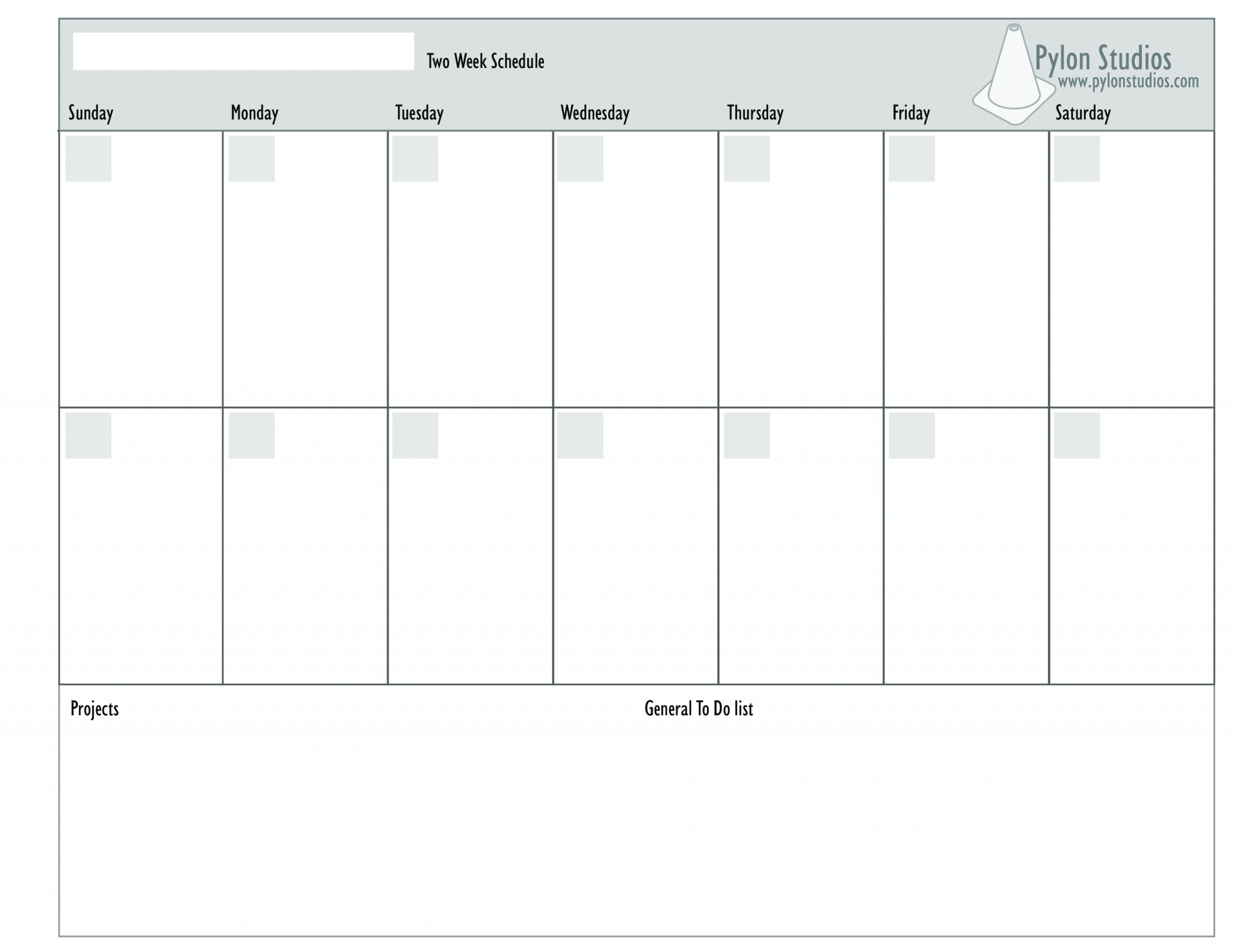 blank printable two week calendar 8