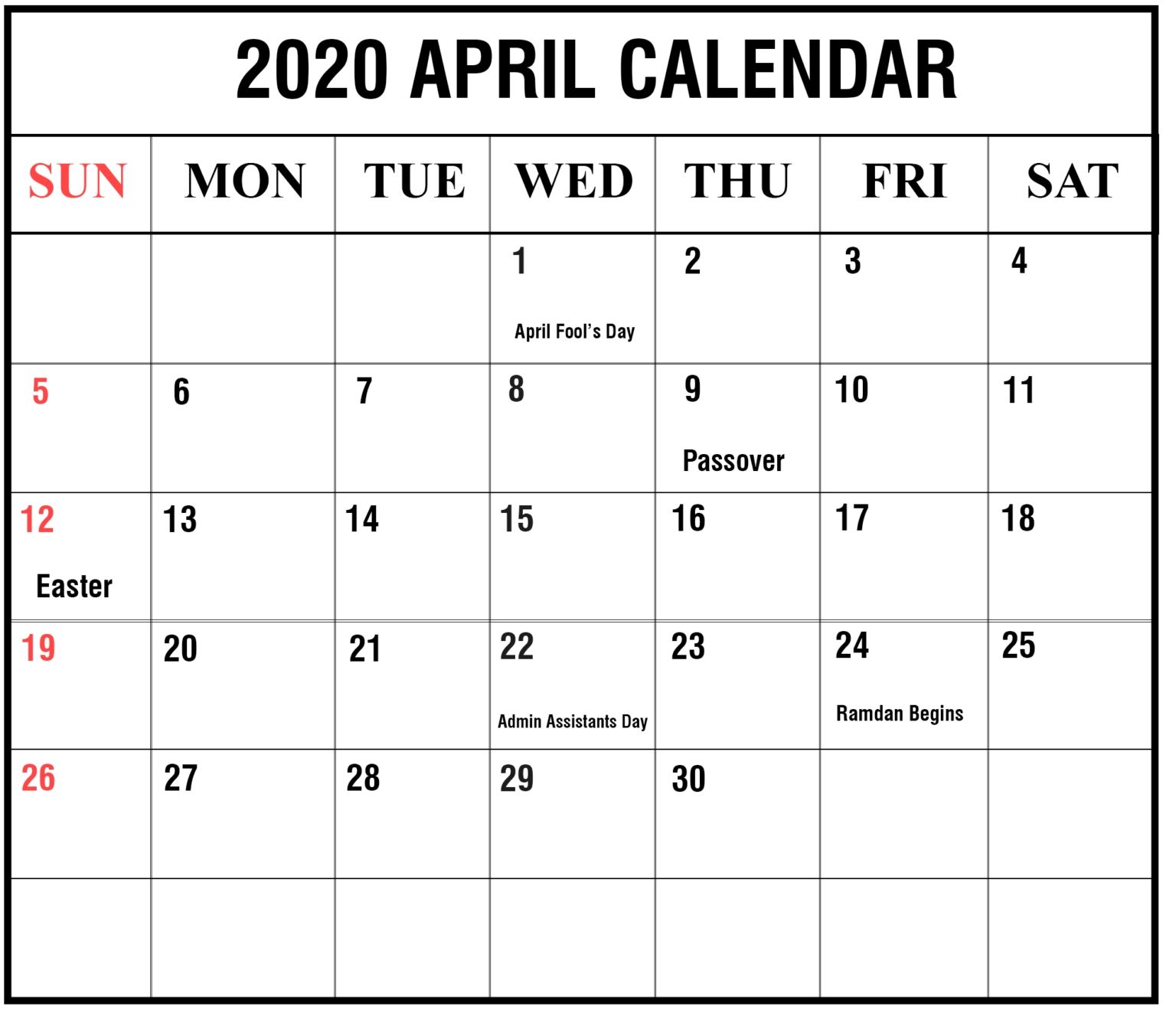 calendar 2 week block printable free april 1