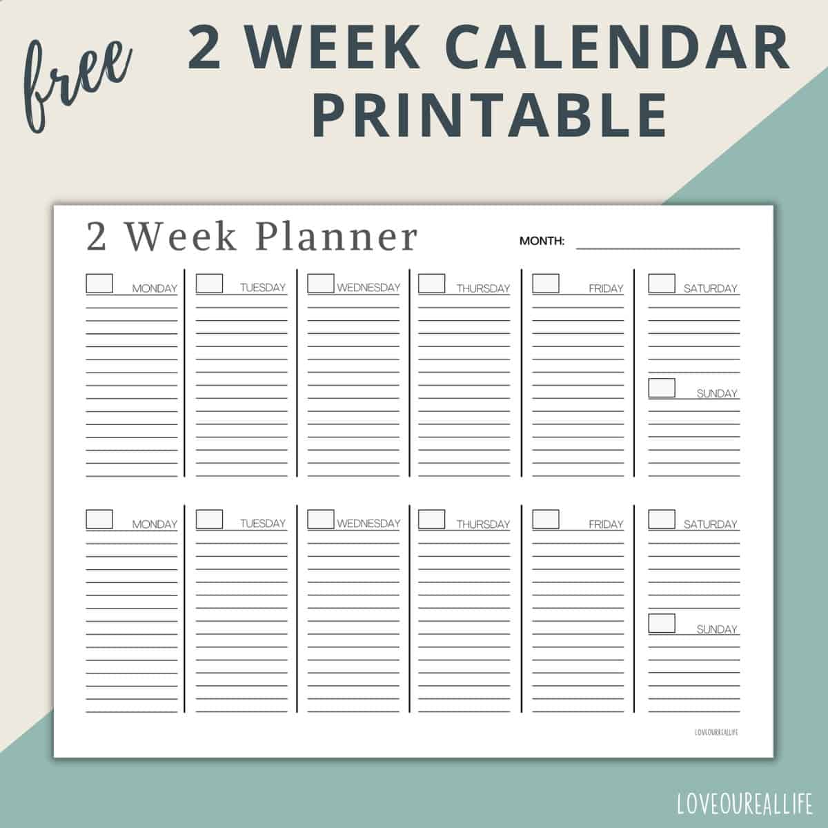 calendar 2 week block printable free april 6