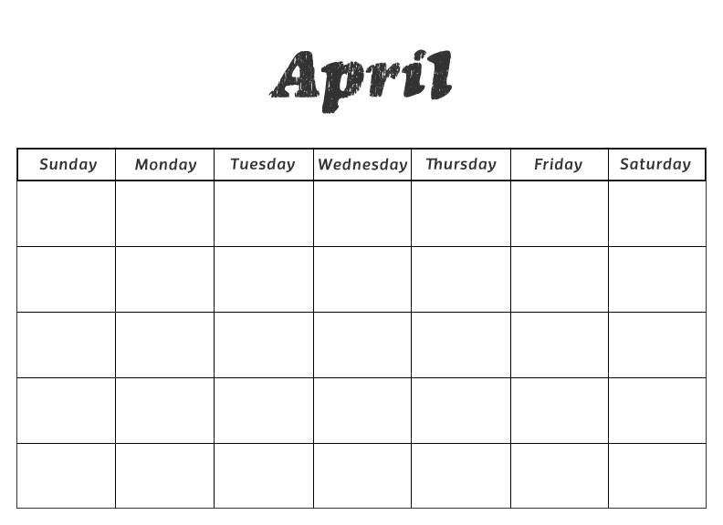 calendar 2 week block printable free april 7