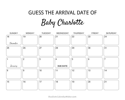 calendar for guessing baby due date 19
