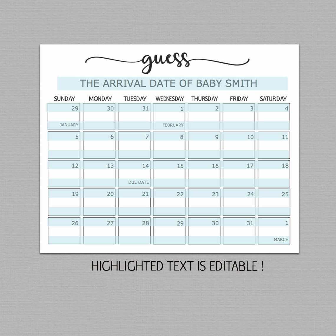 calendar for guessing baby due date 20