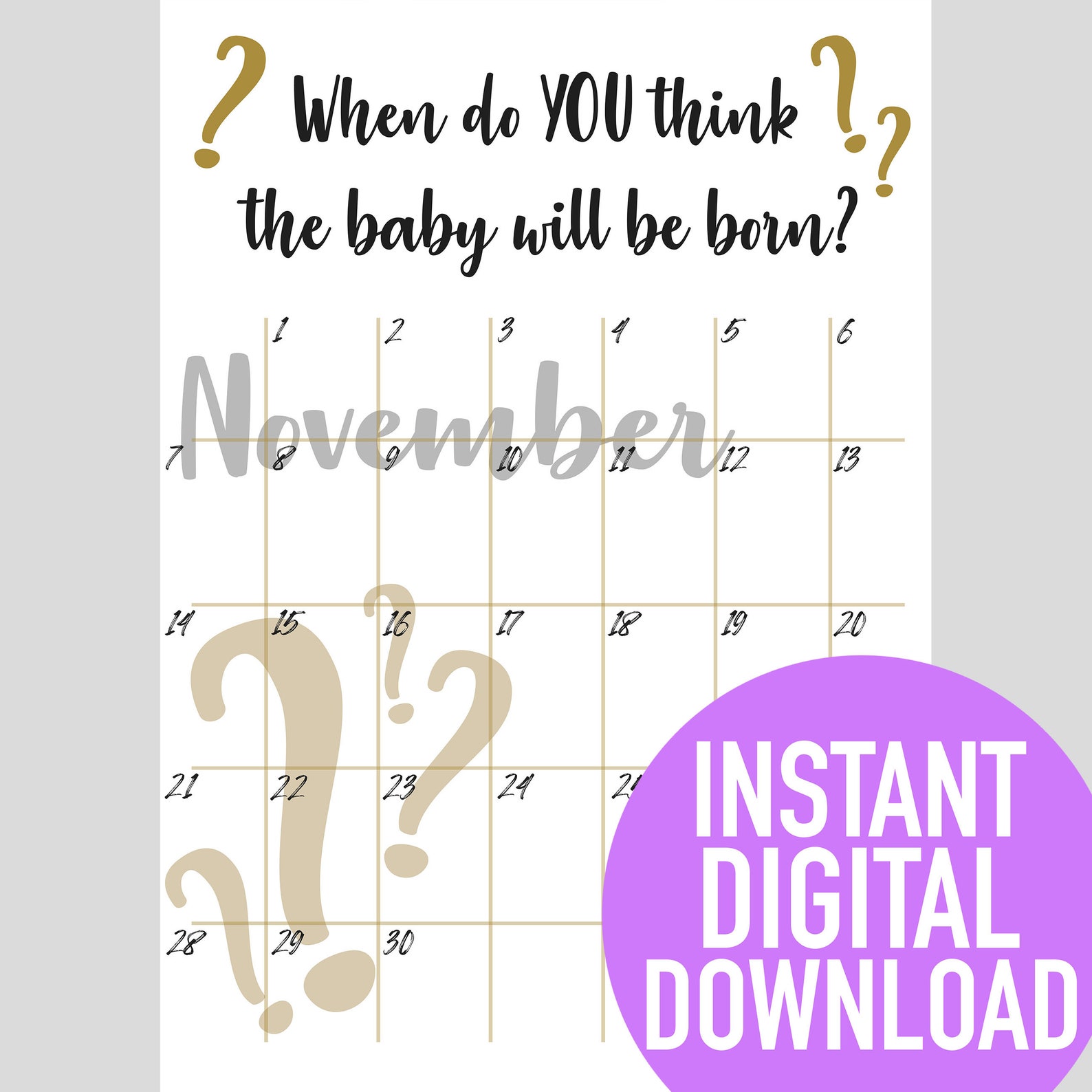 calendar for guessing baby due date 6