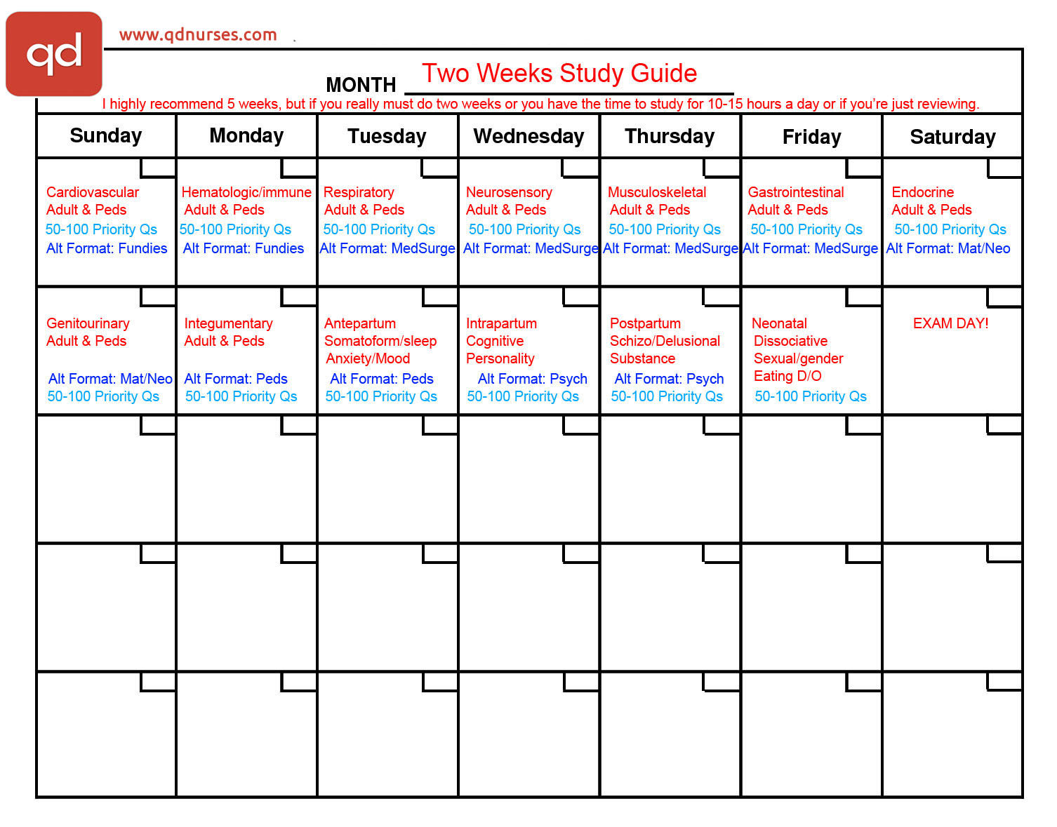 calendar for the next 2 weeks 48