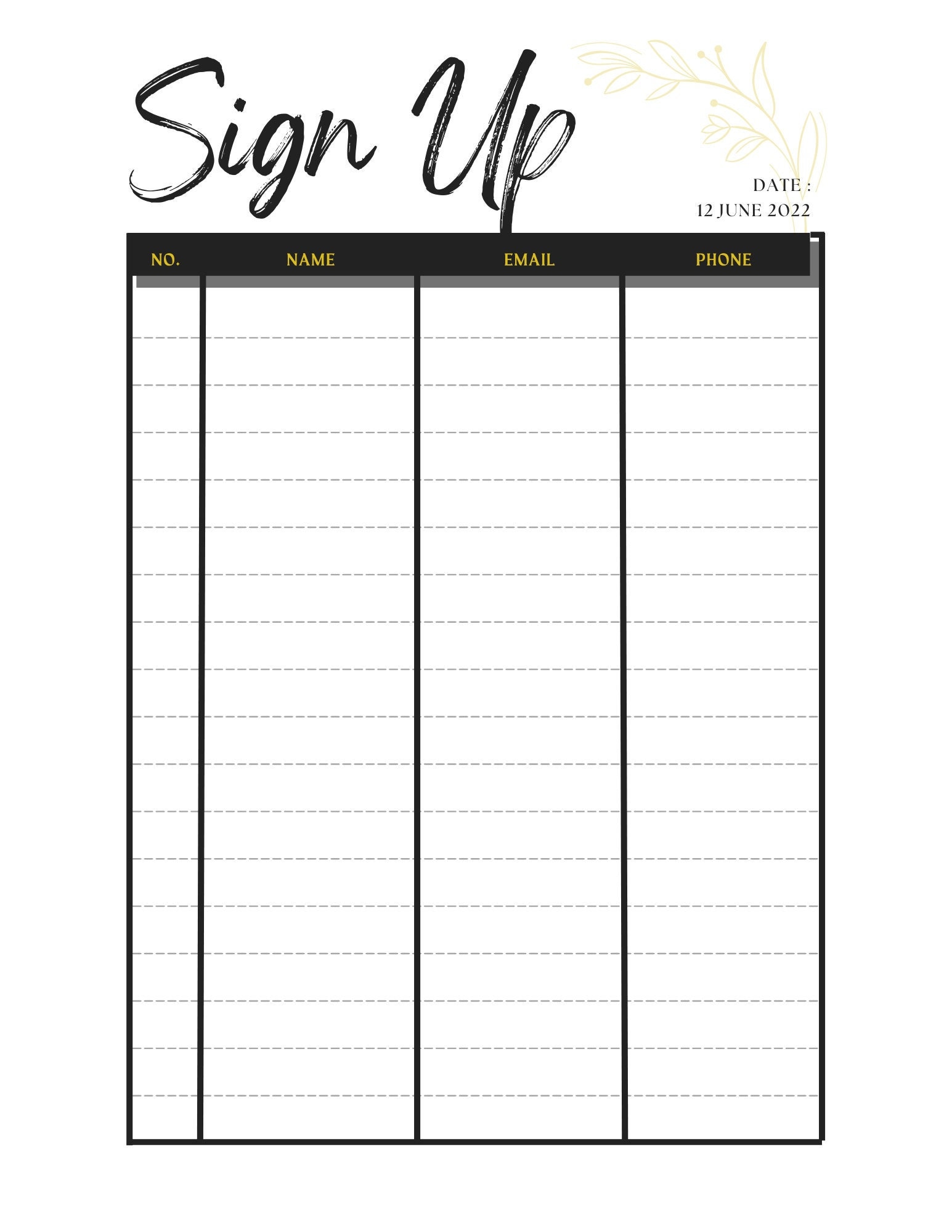 calendar sign up sheet template 38