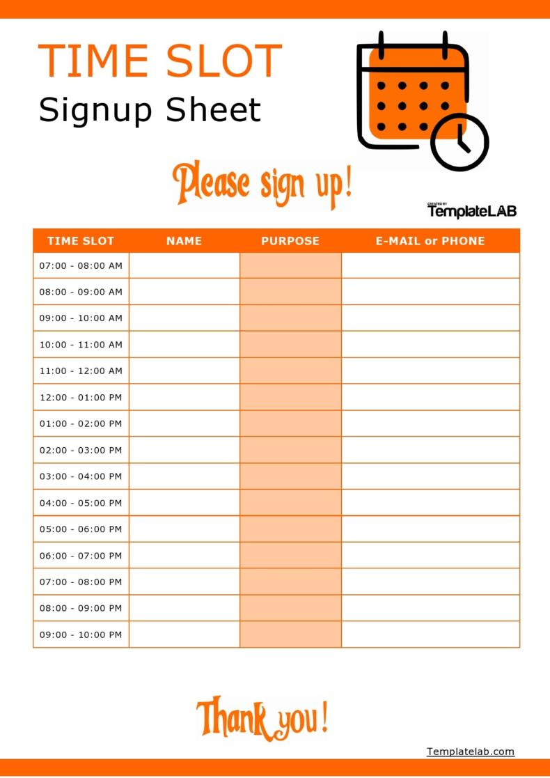 calendar sign up sheet template 5