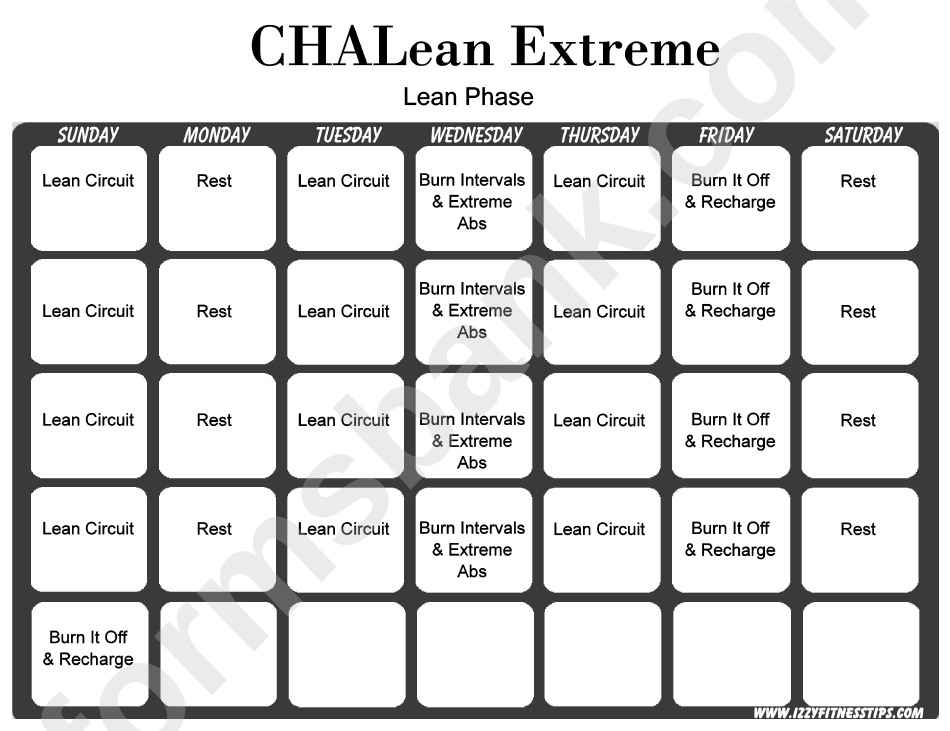 chalean extreme printable calendar 58