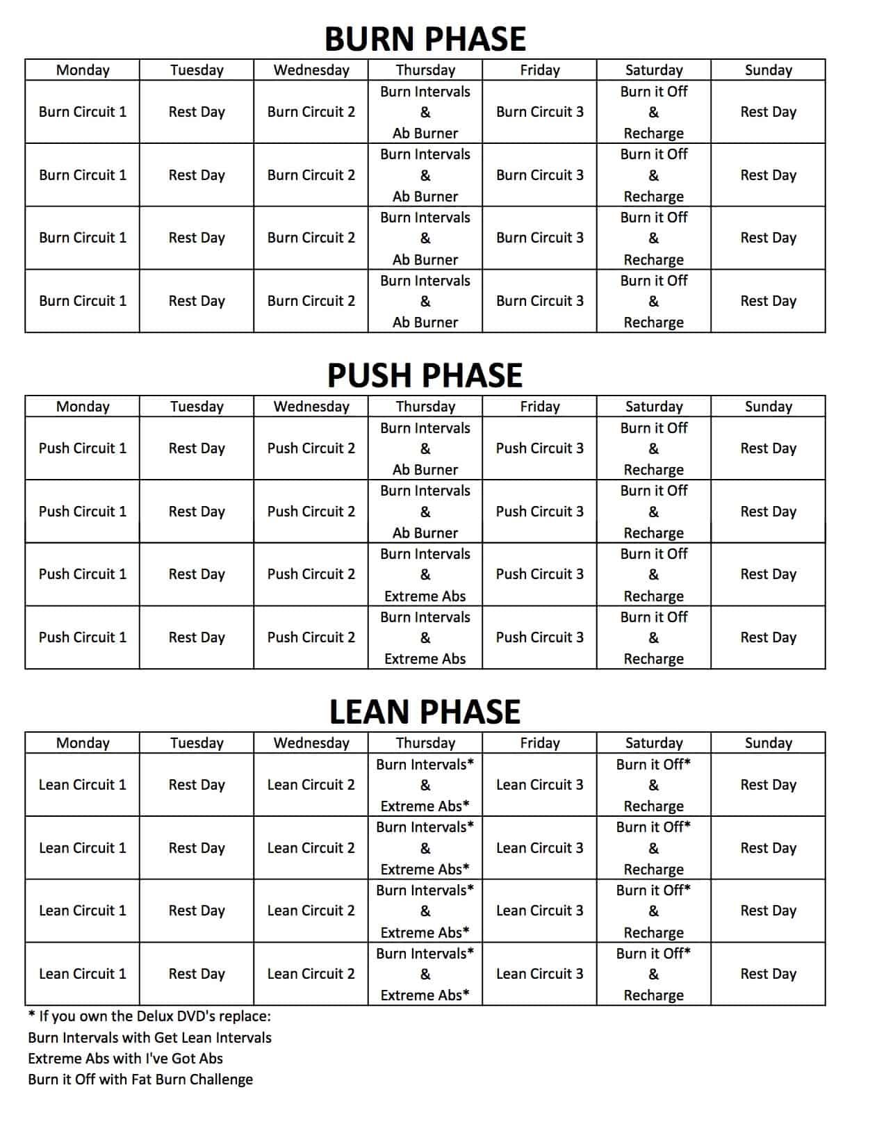 chalean extreme printable calendar 64