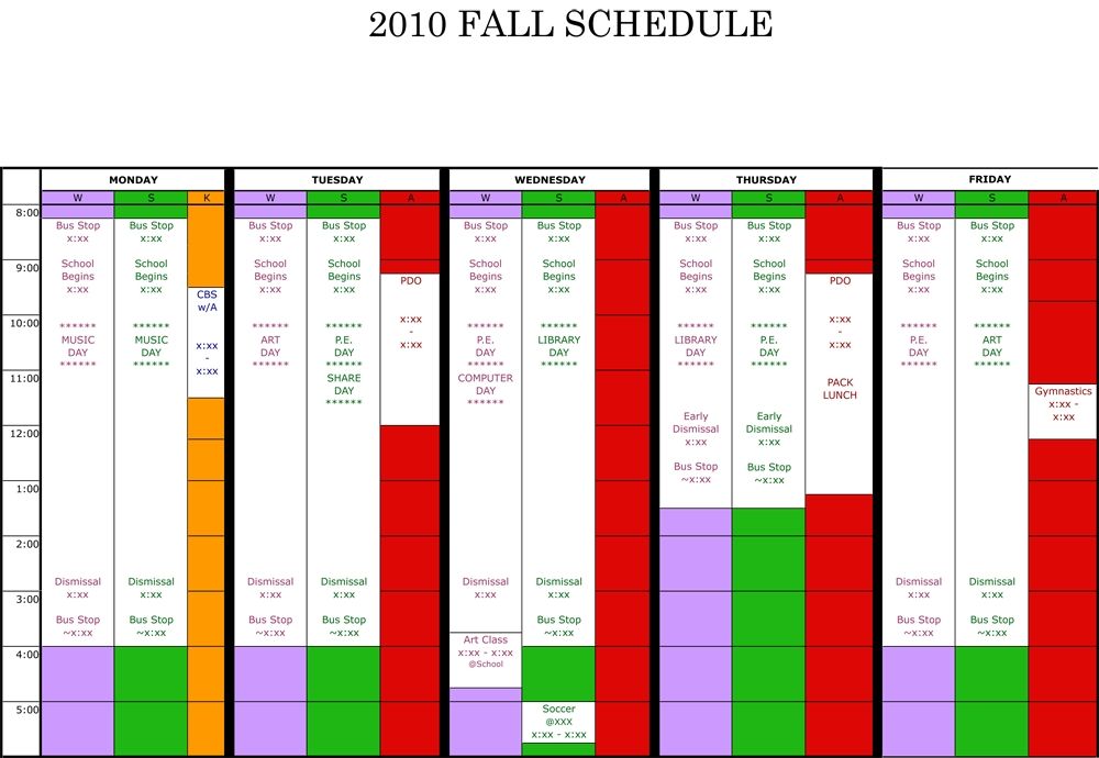 color coded schedule template 15