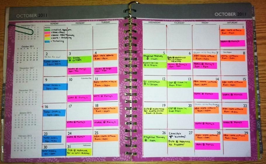 color coded schedule template 18