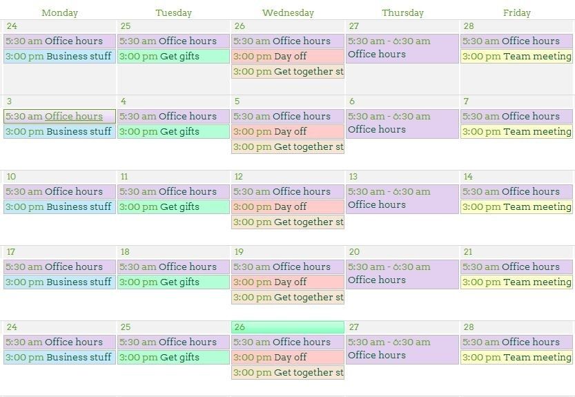 color coded schedule template 31