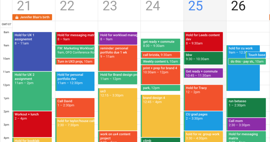 color coded schedule template 45