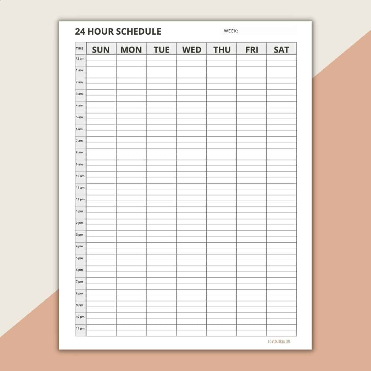daily calendar with hours printable 4