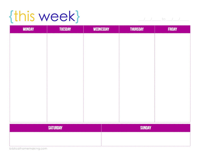 monday to friday blank kids schedule 27