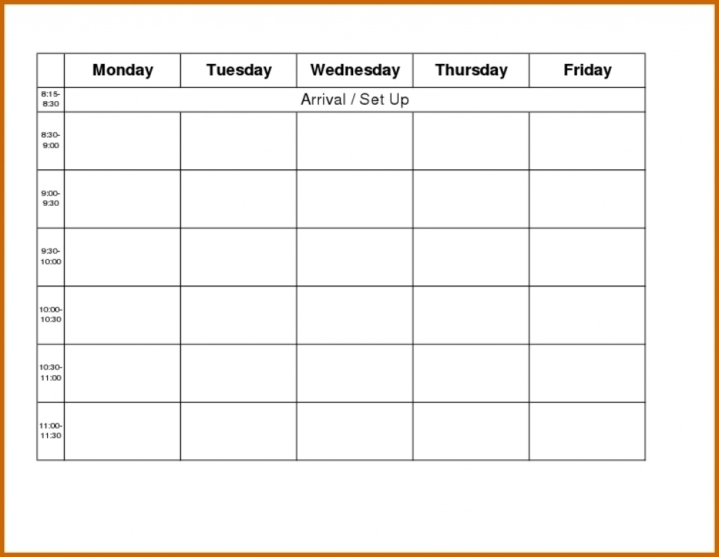 monday to friday blank kids schedule 7