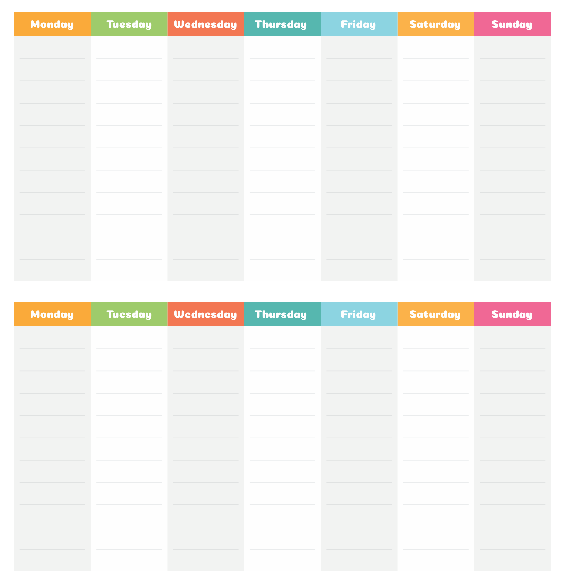 next two week calendar schedule 16