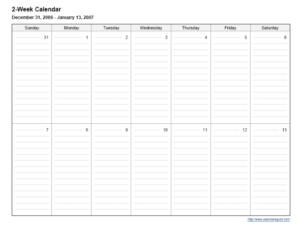 next two week calendar schedule 20