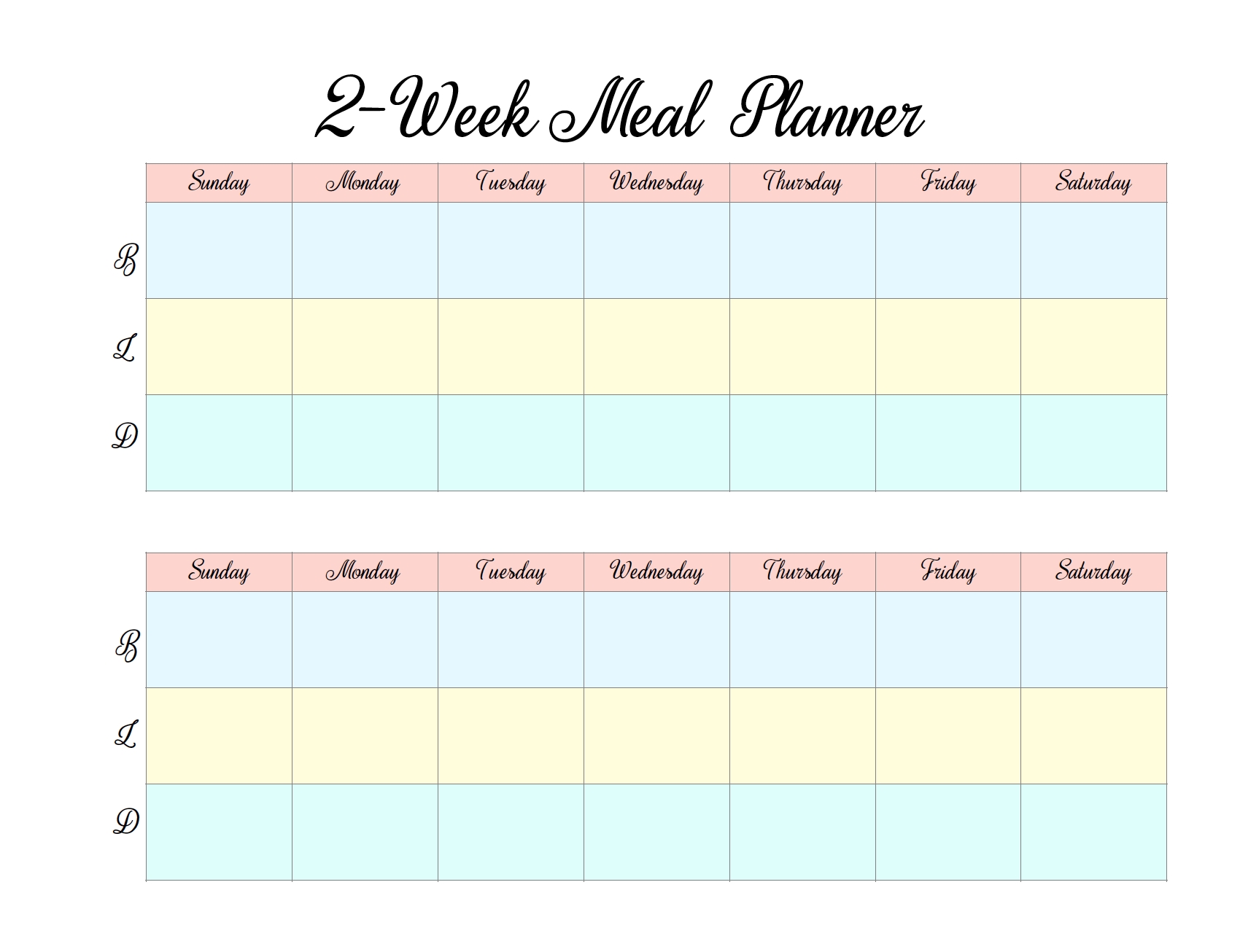 next two week calendar schedule 21
