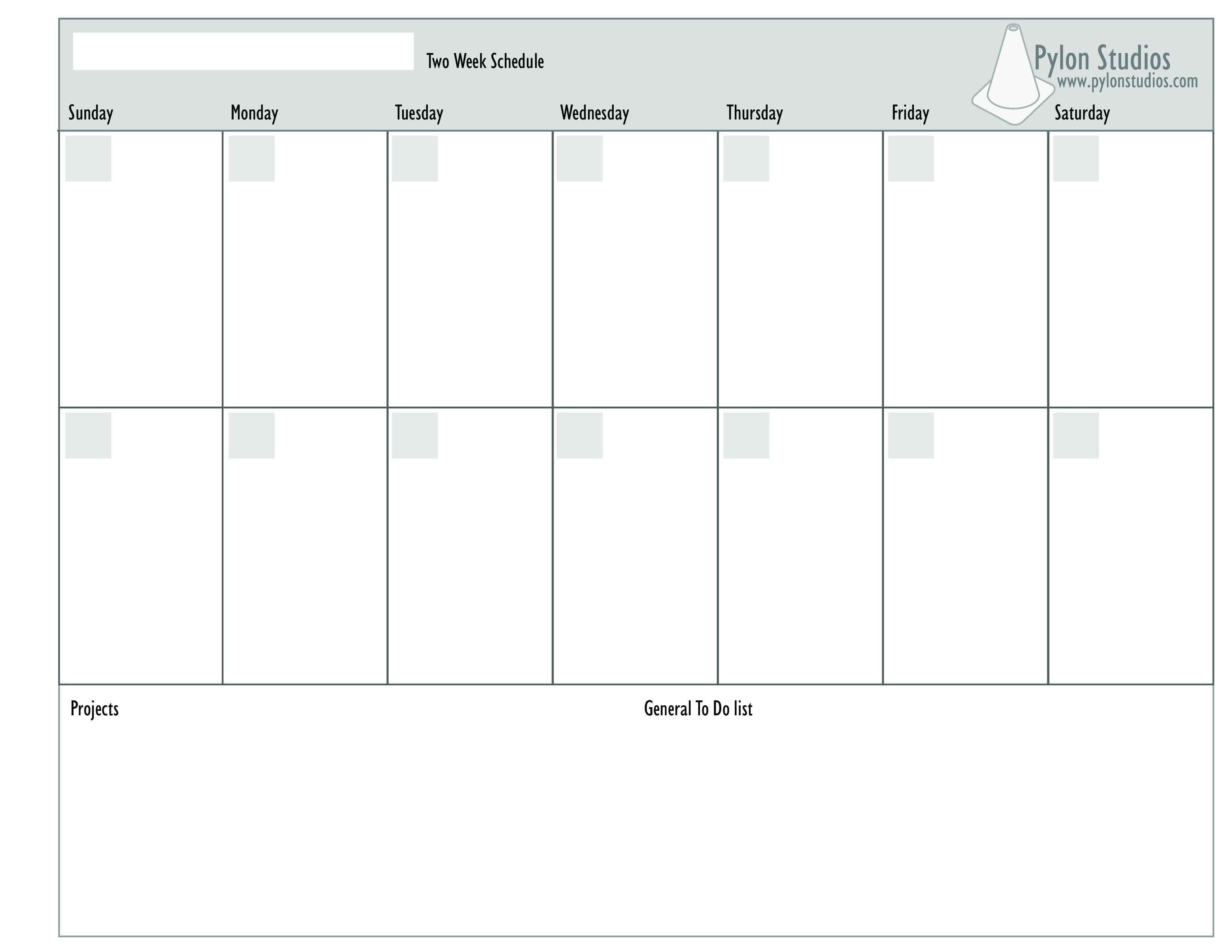 next two week calendar schedule 23