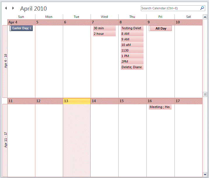 next two week calendar schedule 31