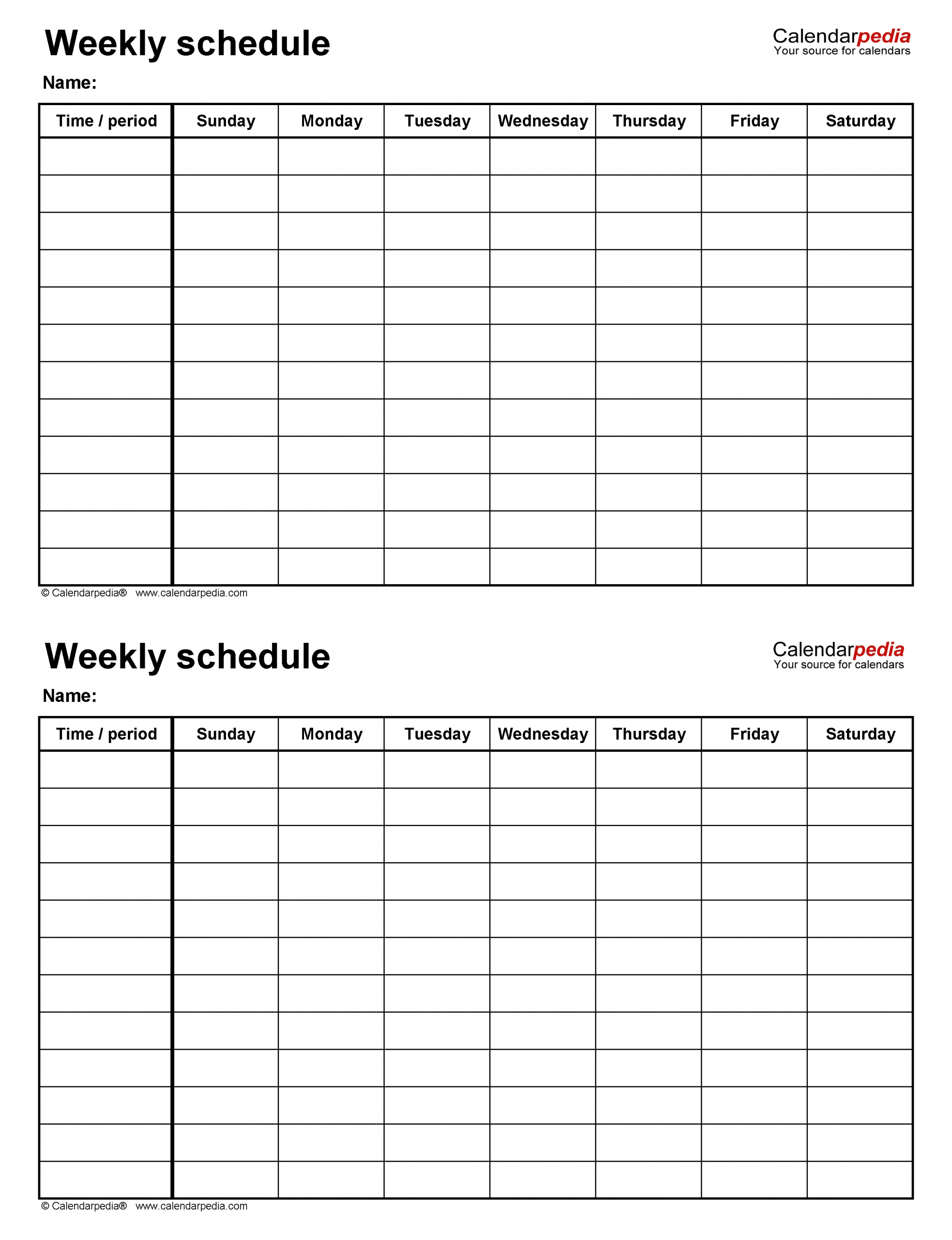 next two week calendar schedule 9
